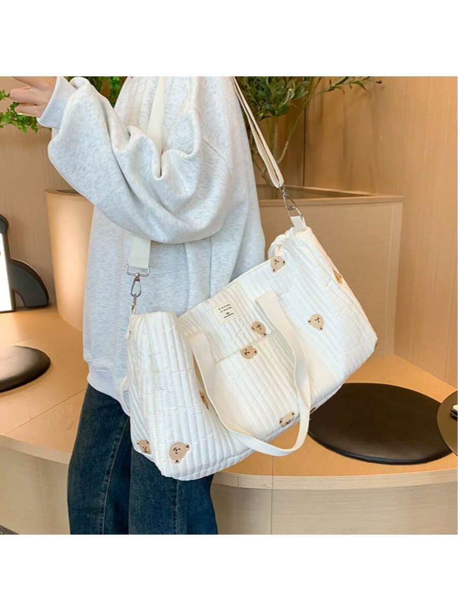 Embroidered Travel Bag Large Capacity Luggage Bag Lightweight Carry-on Handheld Shoulder Bag Boston Bag