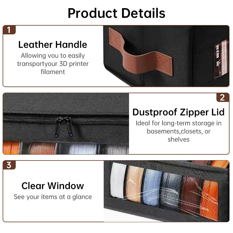3D Printer Filament Storage Box, Dry Storage Container with Accessory Holder for Home, Office, Workshop