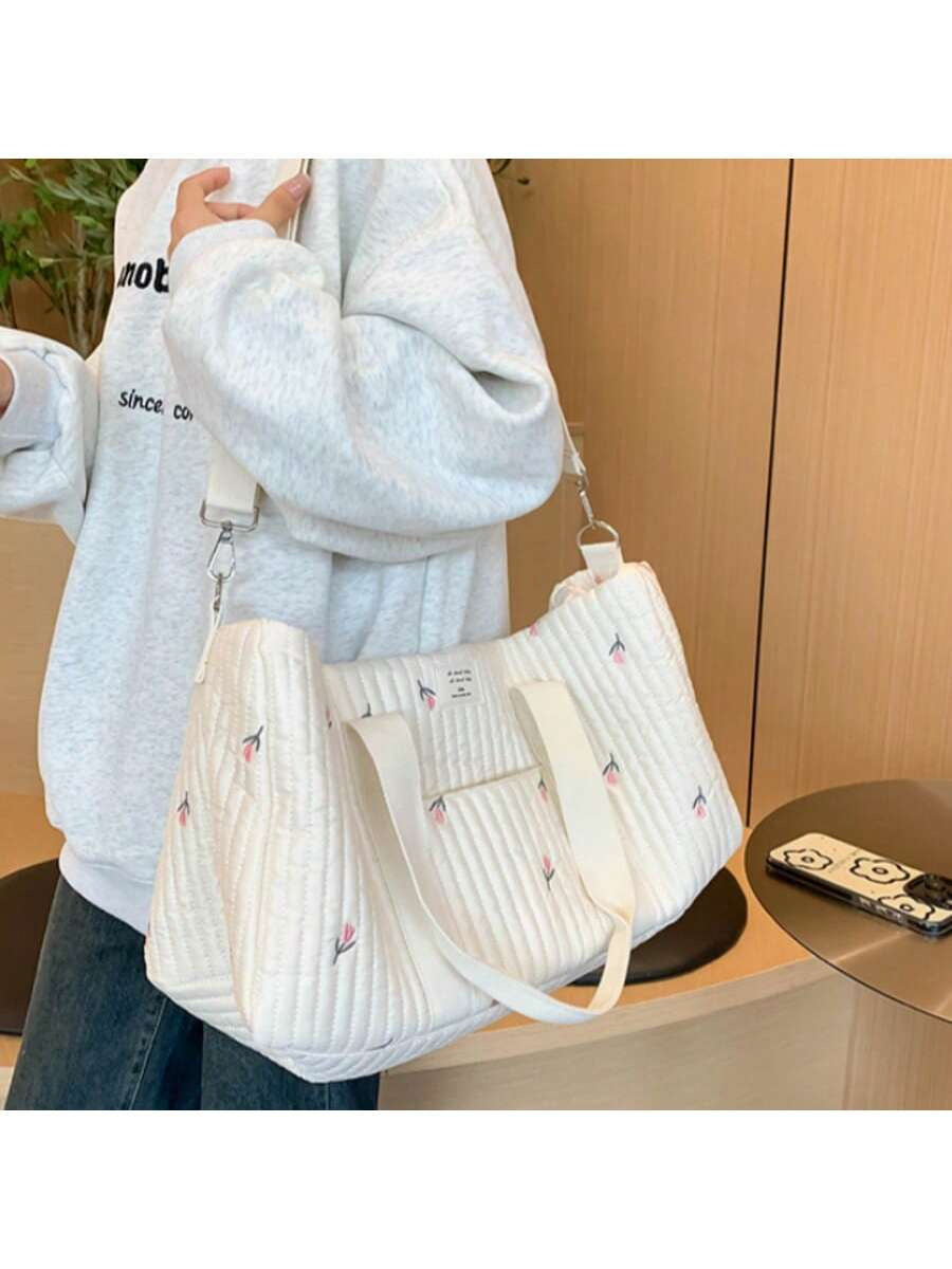 Embroidered Travel Bag Large Capacity Luggage Bag Lightweight Carry-on Handheld Shoulder Bag Boston Bag